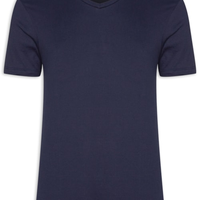 Camiseta Masculina Básica Gola V - Azul