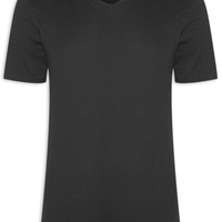 Camiseta Masculina Básica Gola V - Preto
