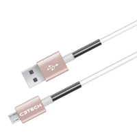 Cabo USB C3Tech CB-1000PK Reforço Metal Micro USB Reversível 2,4A 1,5 mts Rosa