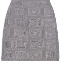 Saia De Tricot Curta Com Lurex - Cinza