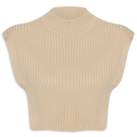 Blusa Feminina Tricot Gola Alta - Bege