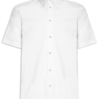 Camisa Masculina Tricoline Lycra Manga Curta - Branco