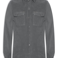 Camisa Manga Longa Veludo 2 Bolsos Tinturada - Cinza