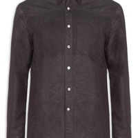 Camisa Masculina Linho Blend Cross Dye Manga Longa - Marrom