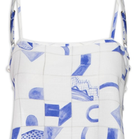 Top Cropped Detalhe Ponteiras Lateral - Azul