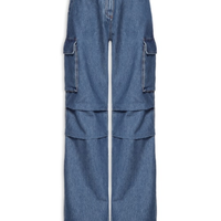 Calça Feminina Wide Leg Cargo Pants - Azul