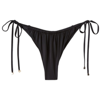 Calcinha De Biquíni Brasileira Com Amarração Shiny Satin - Preto