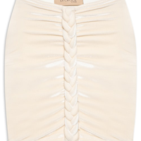 Saia Mini Cordas Veludo - Bege