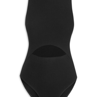 Body Canelado Com Abertura - Preto