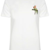 Camiseta Masculina Estampada Ramo Tropical - Off White