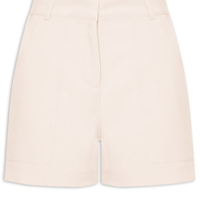 Short Feminino Curto Com Bolsos Frontais - Bege