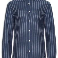 Camisa Masculina Linho Maré Listras - Azul