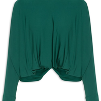 Blusa Feminina Manga Longa Torcido Costas - Verde