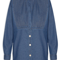 Camisa Feminina Jeans Nervuras - Azul