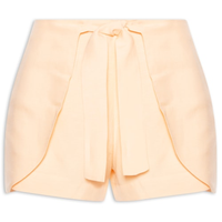 Short Feminino Cintura Alta Em Linho Misto - Amarelo