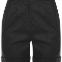 Short Feminino Cintura Alta Em Linho Misto - Preto