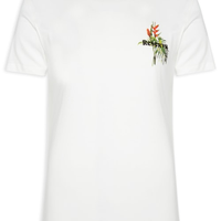 Camiseta Masculina Estampada Ramo Tropical - Off White
