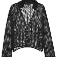 Camisa Feminina Manga Longa De Tricot - Preto