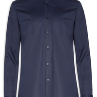 Camisa Masculina Slim Fit Tricoline Stretch - Azul