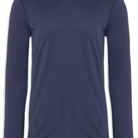 Camiseta Masculina Pima Manga Longa Gola Redonda - Azul
