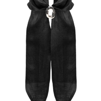 Colar Feminino Fenda Prateado Com Lenço - Preto