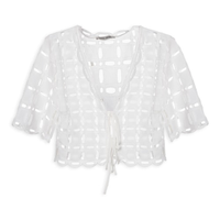 Blusa Feminina De Laise Com Amarrações Frente - Branco