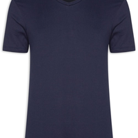 Camiseta Masculina Básica Gola V - Azul