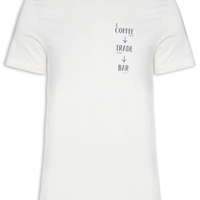 Camiseta Masculina Malha Estampa Coffee Trade Bar - Branco