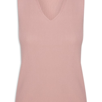 Blusa Feminina Tricot Decote V Sem Manga - Rosa