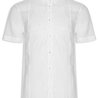 Camisa Masculina Manga Curta Puro Linho Nervura - Off White