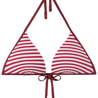 Parte De Cima De Biquíni Triângulo Nautical Stripes - Vermelho