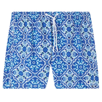 Bermuda De Banho Com Estampa De Azulejos - Azul