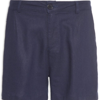 Short Masculino Fluid Linen Pleats - Azul
