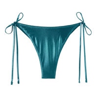 Calcinha De Biquíni Brasileira Com Amarração Metallic Skin - Azul