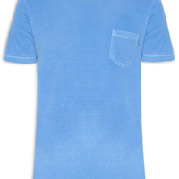 Camiseta Masculina Estonada Com Bolso Gola Careca - Azul
