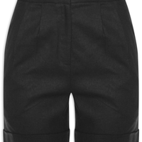 Short Feminino Cintura Alta Em Linho Misto - Preto