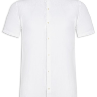 Camisa Masculina Roma Linho Manga Curta - Branco