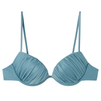 Parte De Cima De Biquíni Push-Up Shiny Satin - Azul