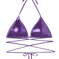 Parte De Cima De Biquíni Cortininha Metallic Skin - Roxo