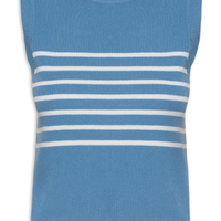 Regata Feminina Listrada Em Tricot - Azul