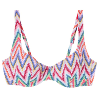 Parte De Cima De Biquíni Balconette Multicolor Chevron - Rosa