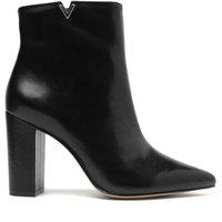 Bota Feminina Triangle Salto Bloco Couro - Preto