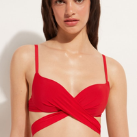 Parte De Cima De Biquíni Push-Up Almofadado Graduado Soft Indonésia - Vermelho