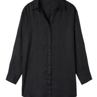 Camisa Em Linho - Preto