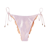 Calcinha De Biquíni Brasileira Com Amarração Metallic Skin - Rosa