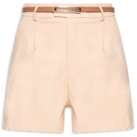 Short Feminino Básico Com Cinto - Bege