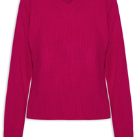 Pulôver Feminino Gola V Tricot - Rosa