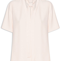 Blusa Feminina Slim Manga Curta Com Transpasse - Rosa