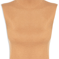 Blusa Feminina Tricot Gola Alta - Bege