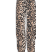 Calça Feminina Washed Cotton Canvas Draw String Pants - Animal Print